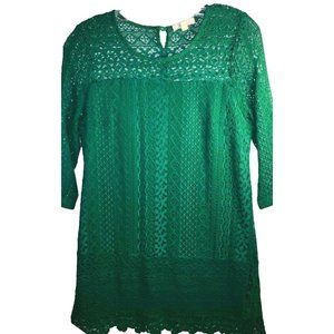 Small Womens Forest Green Lace Lined Mini Dress Button Closure Everly Anthropolo